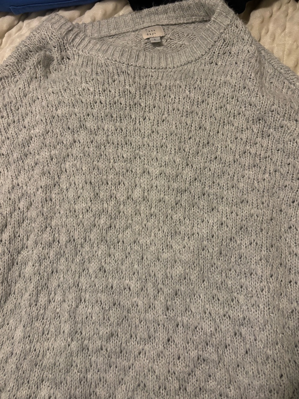 Cozy Light Gray Knit Crewneck Sweater